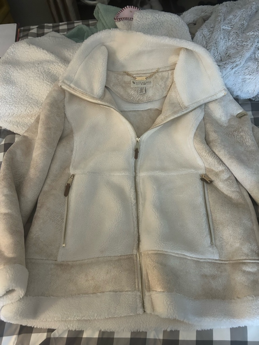 Kookaburra by UGG Women's Cream Faux-Shearling Teddy Jacket